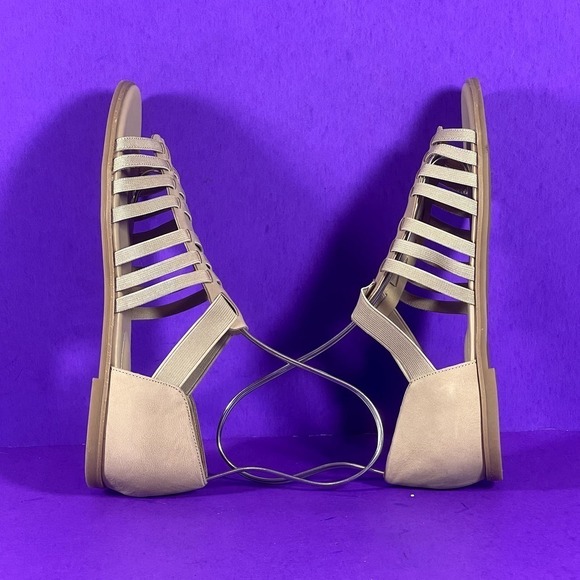 EILEEN FISHER Rato Strappy Khaki Leather Sandals Women's Shoe Size 8.5 -NEW - Picture 7 of 9